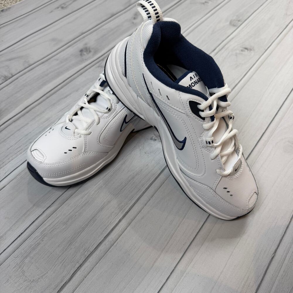 Nike Air Monarch IV White Navy Dad Shoes 4E Wide Sneakers Men’s 7.5 Retro